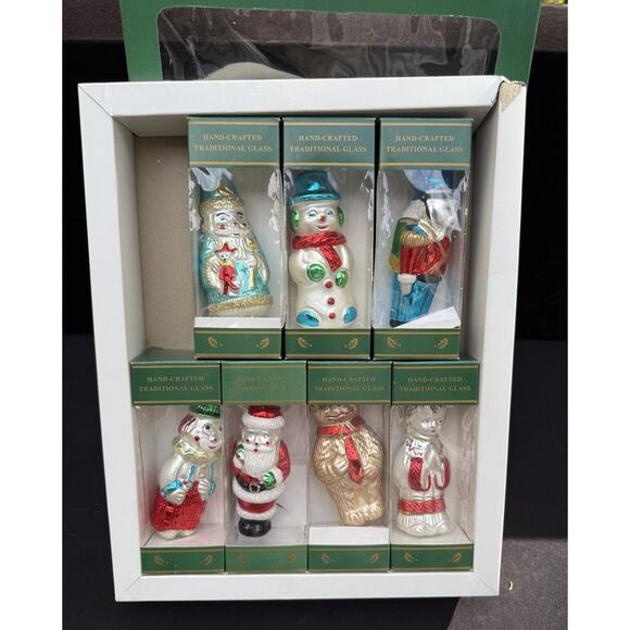 Vintage 1990’s Set of 7 Glass Kurt Adler Traditional Glass Christmas Ornaments - Picture 3 of 16